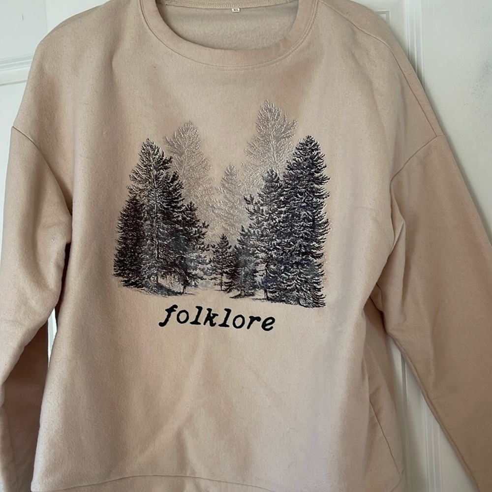 ETSY SHOP TAYLOR SWIFT FOLKLORE CREAM CREWNECK SIZE XL